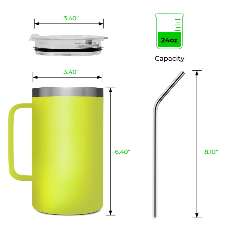 Chartreuse Stainless Steel Tumbler with Handle