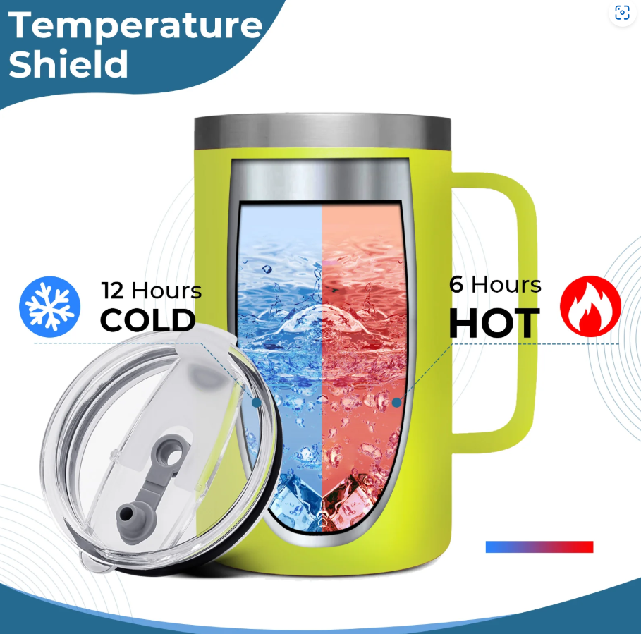 Chartreuse Stainless Steel Tumbler with Handle